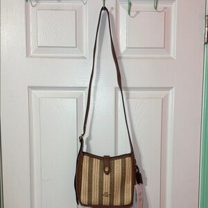 Coach Woven Brown and Tan Crossbody Bag